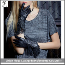 Women fashion dress Fringed leather gloves factory in China